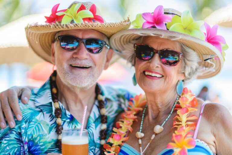 Seniors enjoy Luau and drinks together