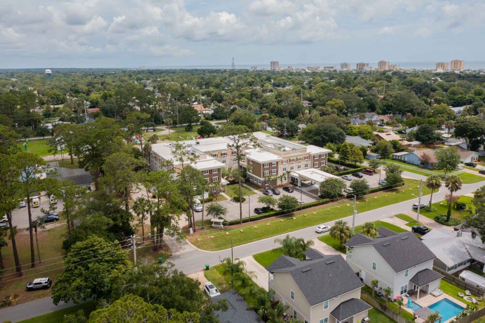 Beach house drone shot