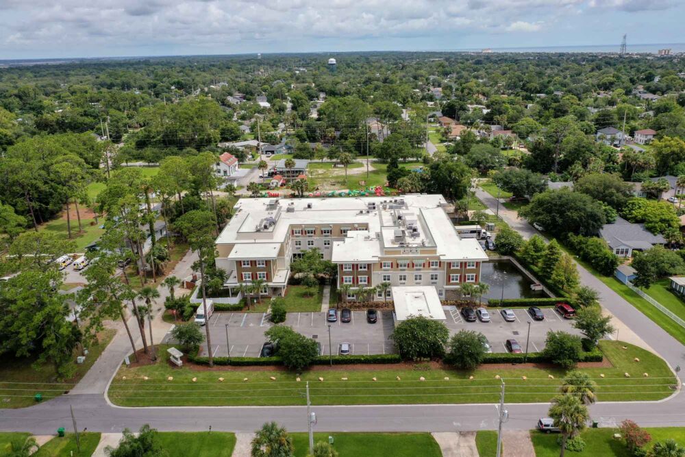 Beach house drone shot
