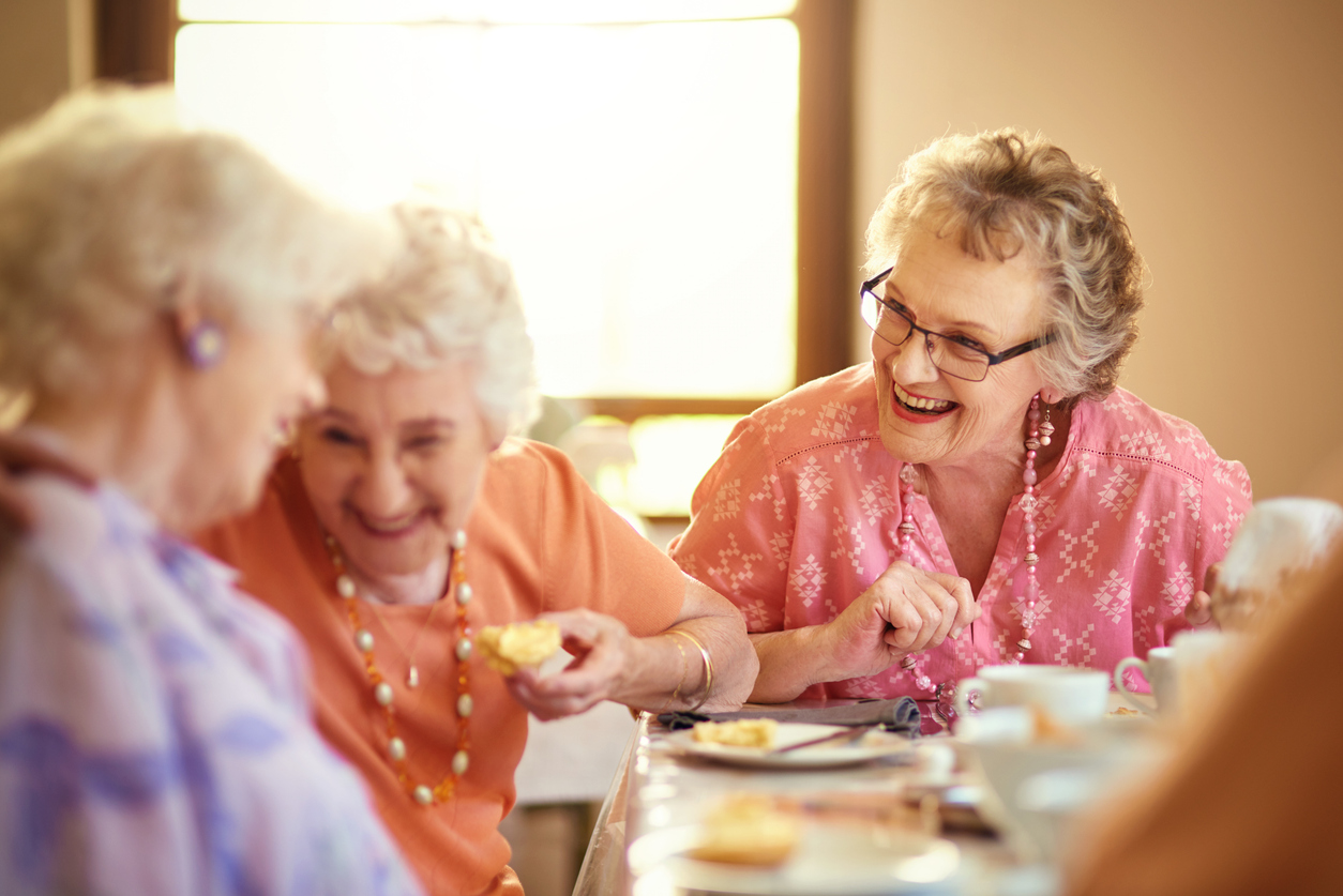 Cropped shot of a group of seniors having tea in their retirement home